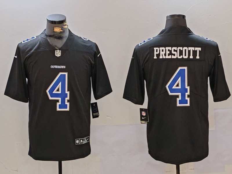 Mens Dallas Cowboys #4 Dak Prescott Black Throwback Vapor Untouchable Limited Stitched Jersey